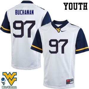 Youth West Virginia Mountaineers NCAA #97 Daniel Buchanan White Authentic Nike Stitched College Football Jersey OM15M45KN